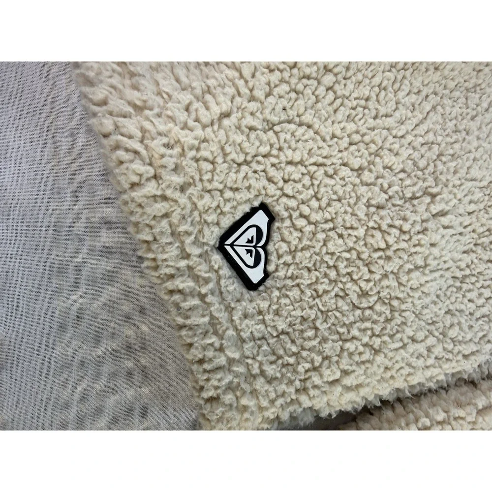 Roxy Girls‎ Sherpa Jacket Large 14 16 Cream Fleece Button Up Cozy